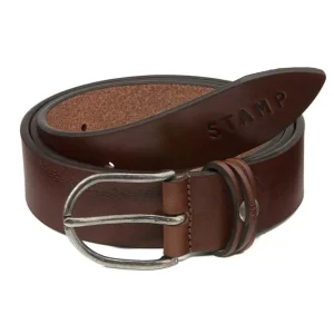 Cinturón Stamp · Unisex · En Piel Botolato · Ancho 35mm · Color Cuero y Negro
