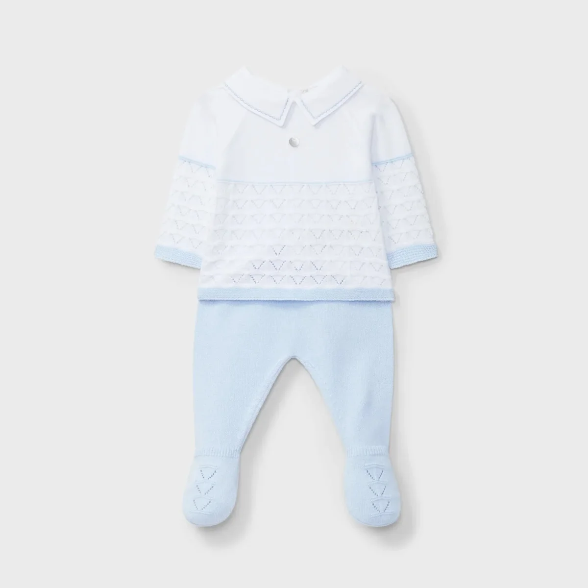 Conjunto bicolor camiseta y pantalón tricot azul recien nacido | Dr. Kid by Charanga - Imagen 4