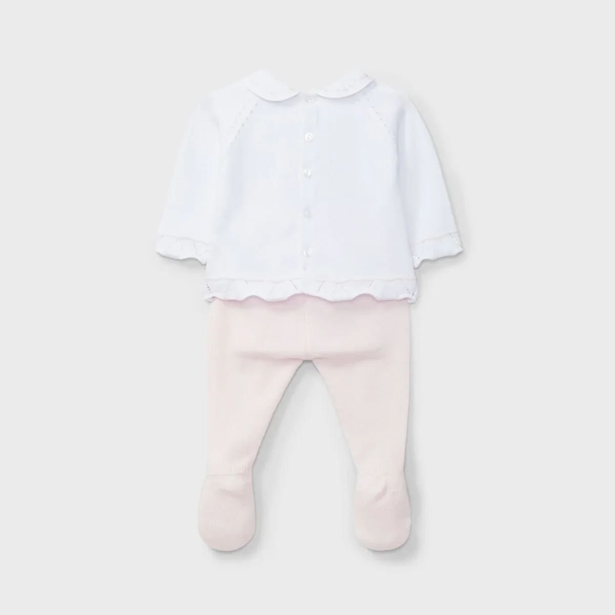 Conjunto bicolor camiseta y pantalón tricot rosa recién nacida | Dr. Kid by Charanga - Imagen 3