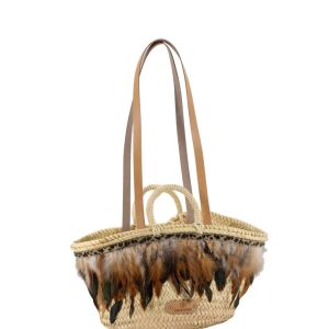 Capazo CACHAREL Bali pequeño con asas de piel
