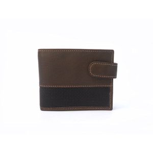 Cartera para hombre en piel con monedero y cierre de broche