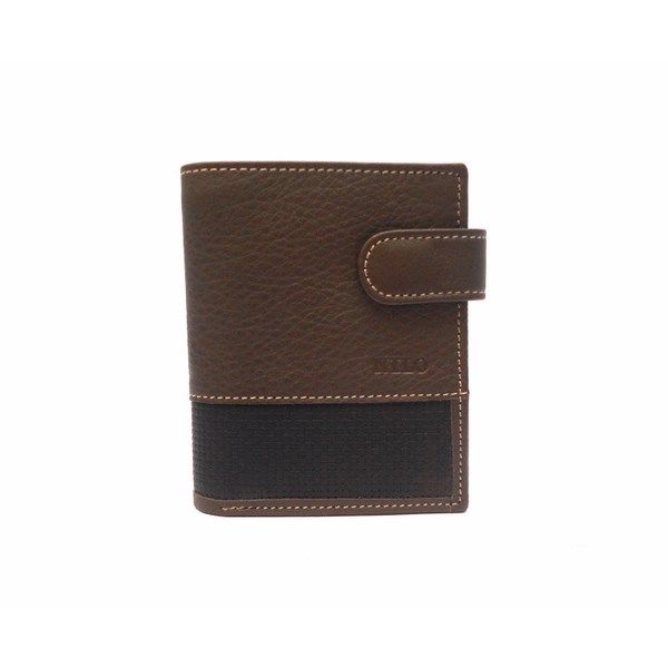 Cartera de piel para hombre con monedero y cierre de broche