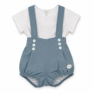 Conjunto peto y camisa recién nacido azul