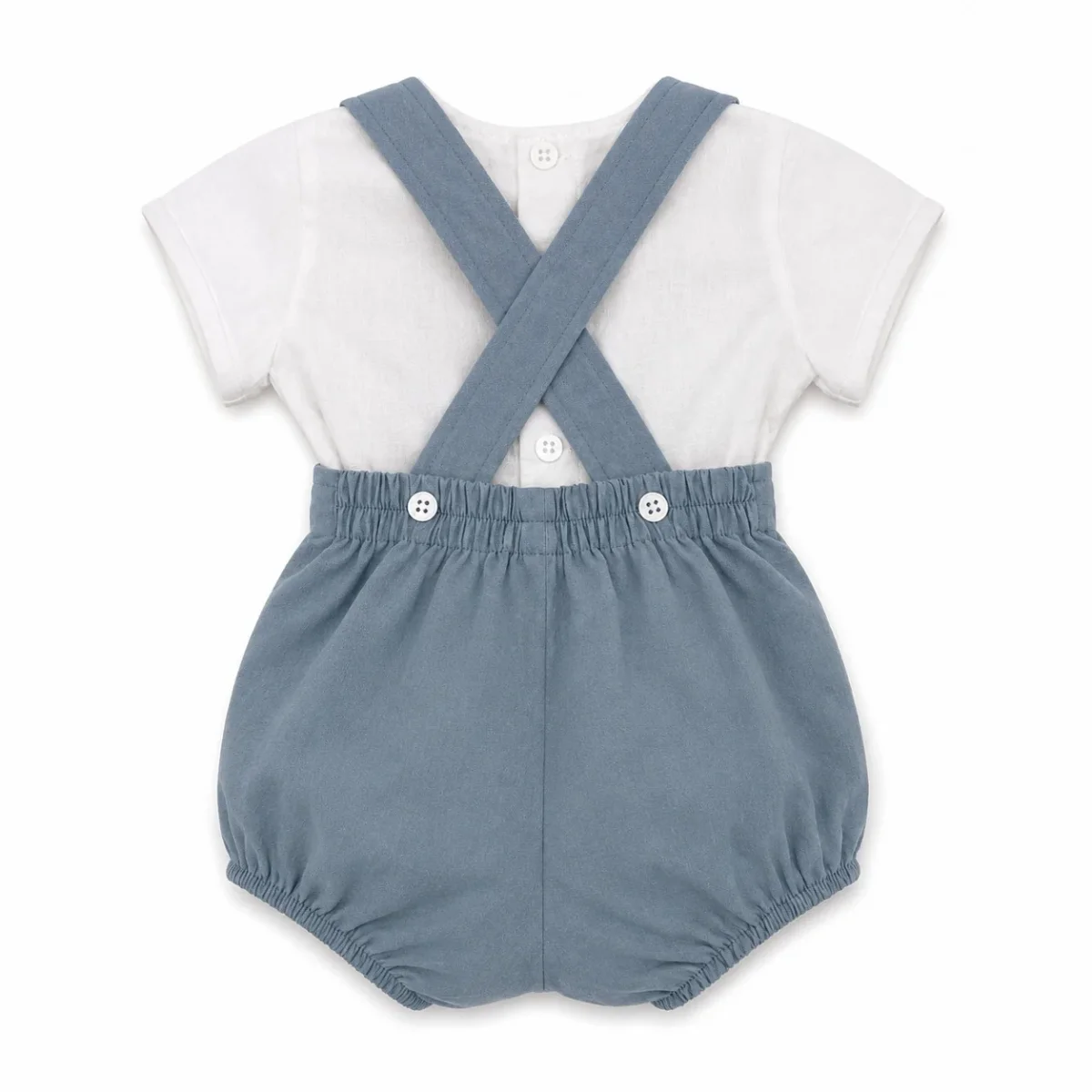Conjunto peto y camisa recién nacido azul - Imagen 3