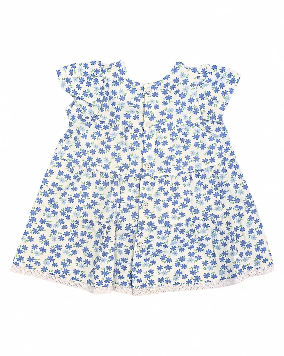 Vestido bebé niña flores azules - Imagen 6