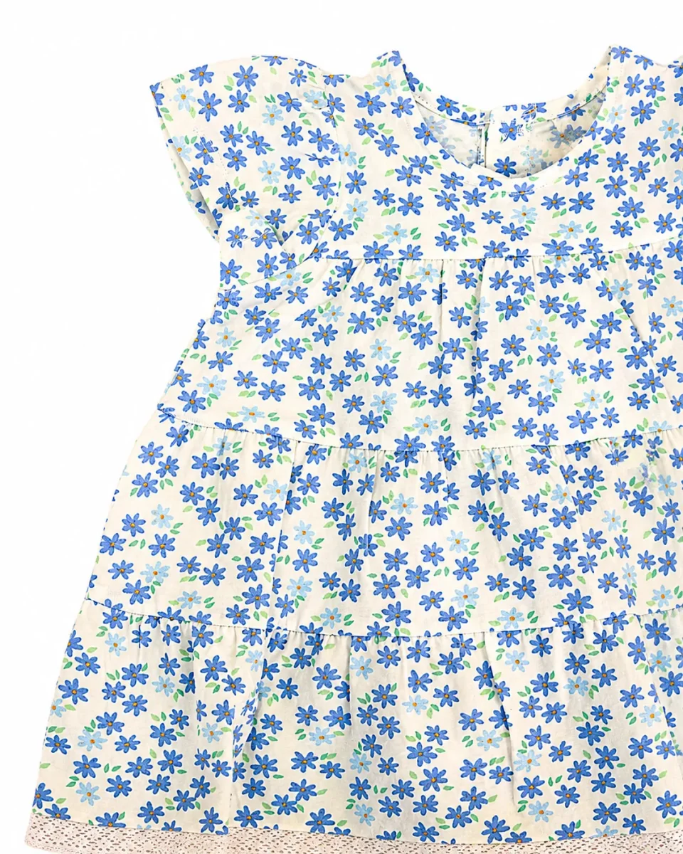 Vestido bebé niña flores azules - Imagen 5