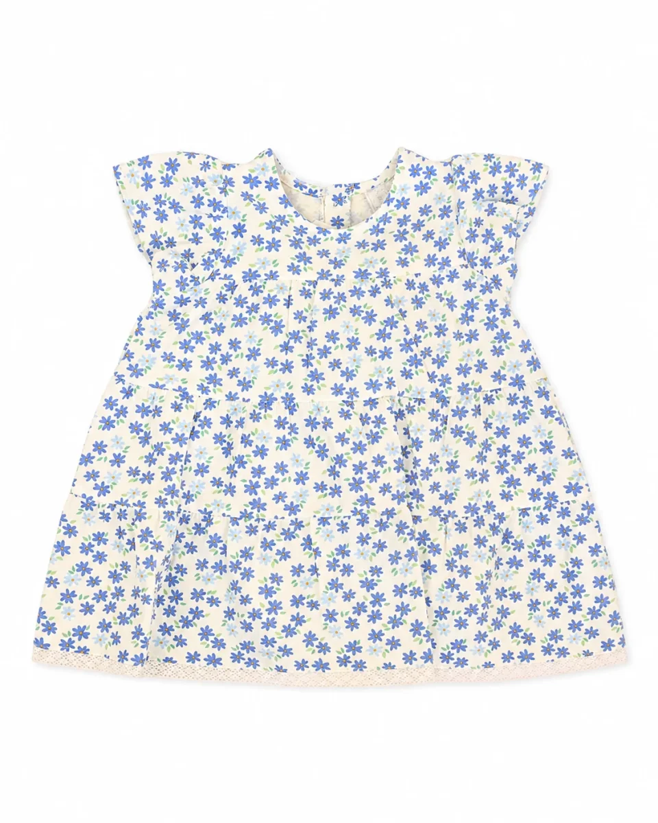 Vestido bebé niña flores azules - Imagen 2