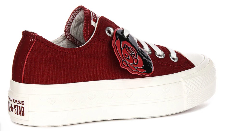 CONVERSE – Zapatillas Converse Plataforma Mujer Rojas Corazones Edición Especial A13653C - Imagen 5