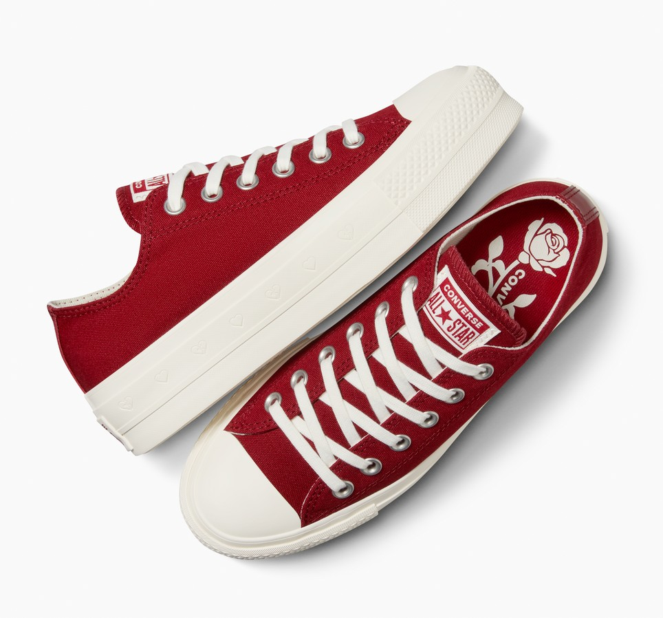 CONVERSE – Zapatillas Converse Plataforma Mujer Rojas Corazones Edición Especial A13653C - Imagen 8