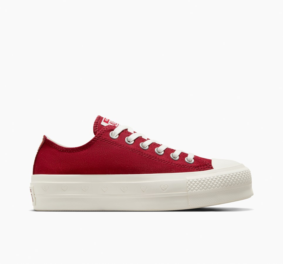 CONVERSE – Zapatillas Converse Plataforma Mujer Rojas Corazones Edición Especial A13653C - Imagen 9