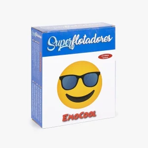 SUPERFLOTADORES – Colchoneta Piscina Emoji Emocool 150 cm Amarilla con Gafas Superflotadores Verano