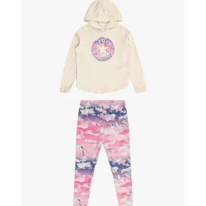 CONVERSE – Conjunto Bebé Converse Sudadera con Capucha y Leggings Rosa