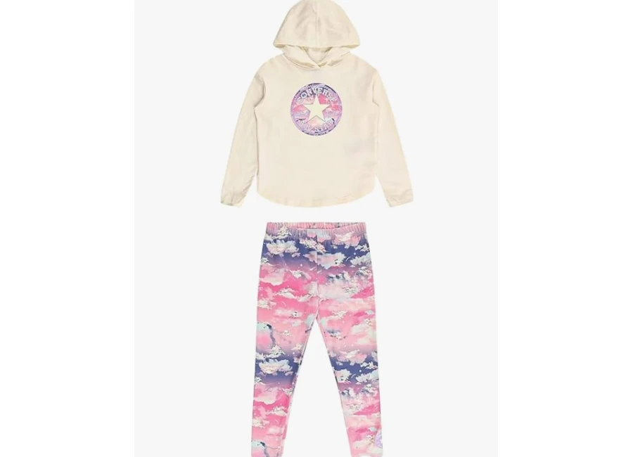 CONVERSE – Conjunto Bebé Converse Sudadera con Capucha y Leggings Rosa