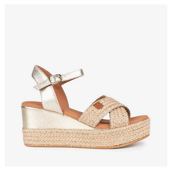 Sandalias de cuña Popa en yute color oro con hebilla Benijo - Imagen 3
