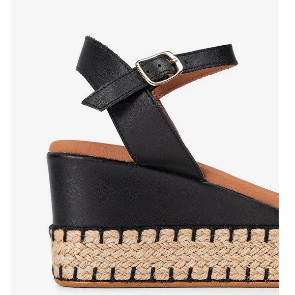 Sandalias de cuña Popa en yute color negro con hebilla Arambol - Imagen 4