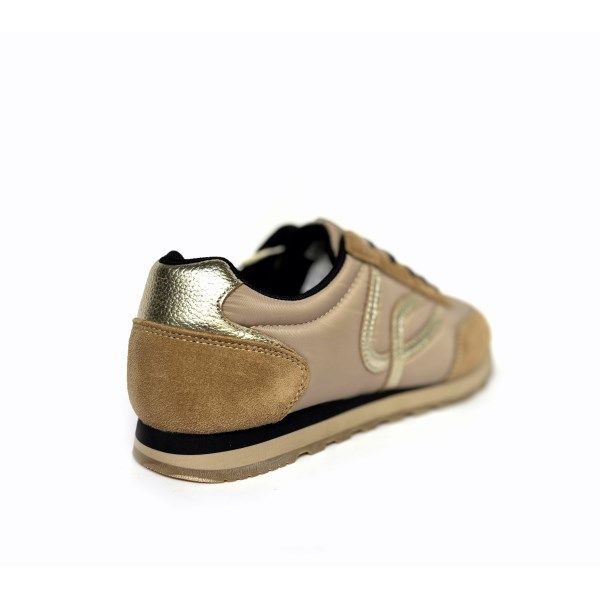 Zapatillas deportivas The Happy Monk Barna-001 serraje beig y oro - Imagen 4