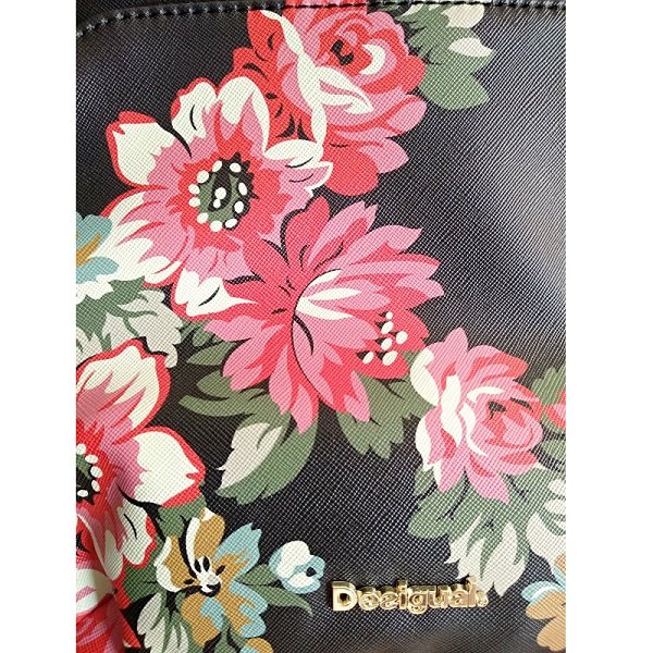 DESIGUAL – Mochila Desigual Floral Lima Travel Negra Mediana Exclusiva - Imagen 6