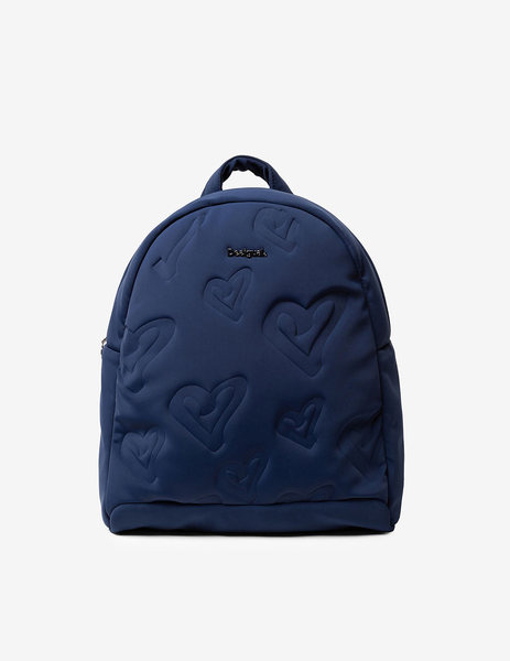 DESIGUAL – Mochila Desigual Simoneta Venice Azul con Corazones Grabados 19WAKA09 - Imagen 9