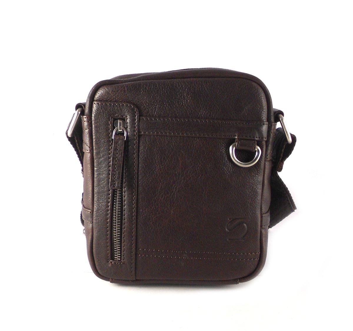 Bolso hombre en piel con cremallera marrón Matties