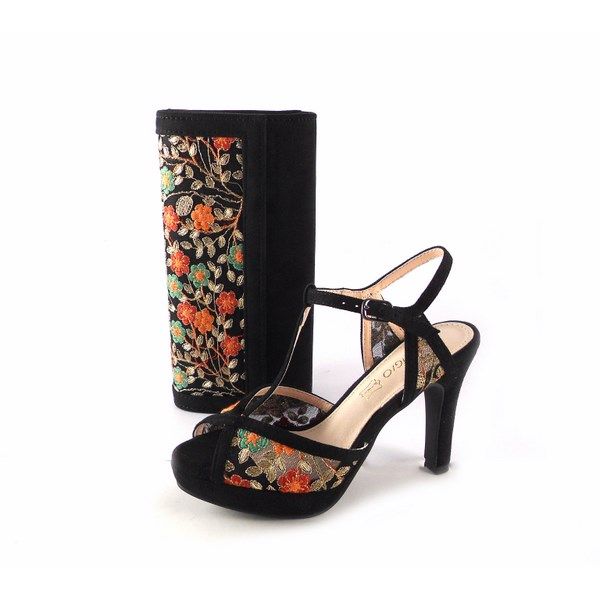 Sandalias de tacón alto Prestigio estampado floral color negro - Imagen 5
