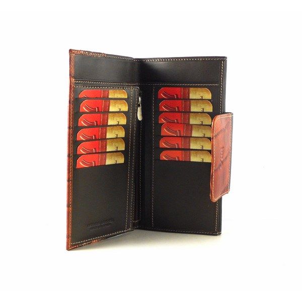 Cartera billetera mujer piel de calidad Nilo grande marrón combinada - Imagen 5
