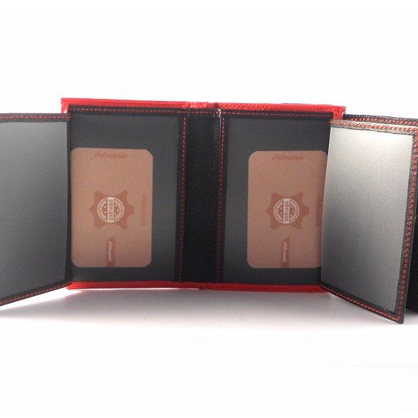Cartera mujer pequeña piel auténtica NILO combinada rojo/negro - Imagen 5