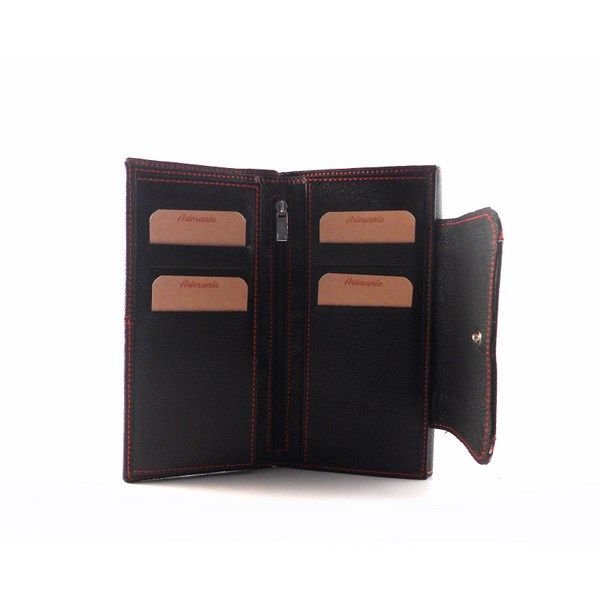 Cartera mujer grande de piel auténtica NILO combinada rojo/negro - Imagen 8