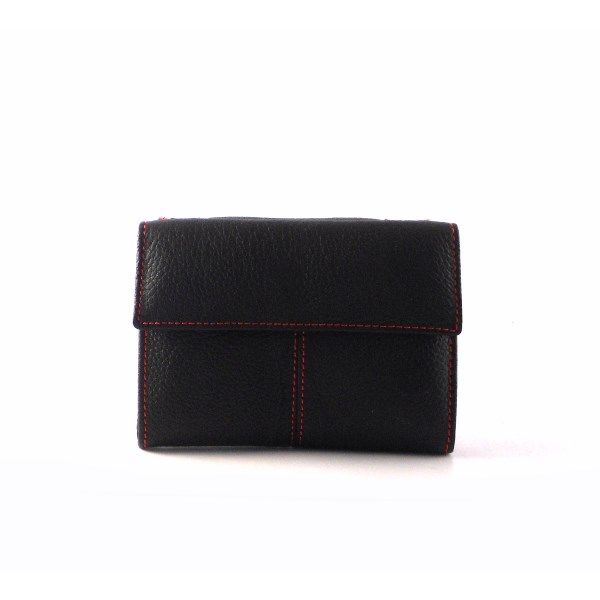 Cartera mujer pequeña piel auténtica NILO combinada rojo/negro - Imagen 7