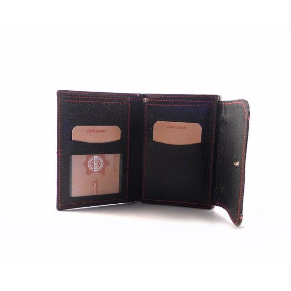Cartera mujer pequeña piel auténtica NILO combinada rojo/negro - Imagen 8