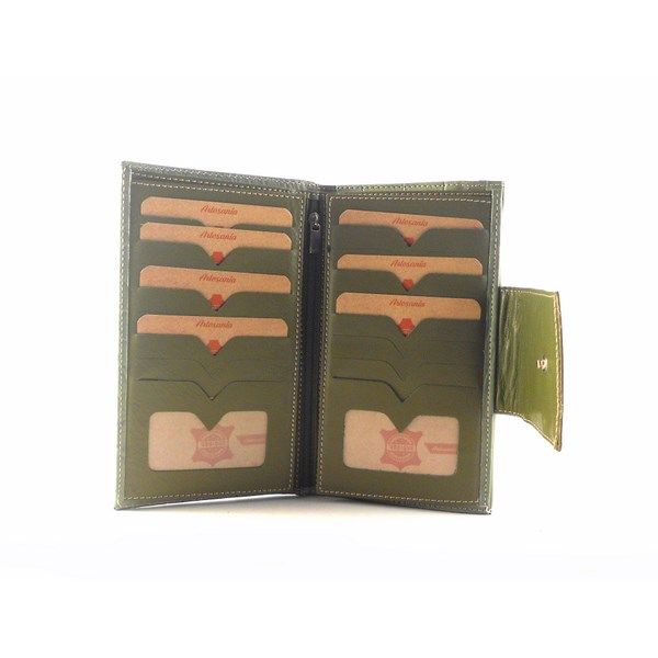 Billetera de piel grande para mujer NILO coco print verde - Imagen 4