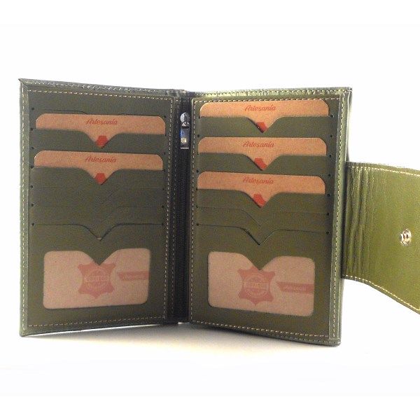 Billetera de piel mediana Para Mujer NILO Coco Print Verde - Imagen 4