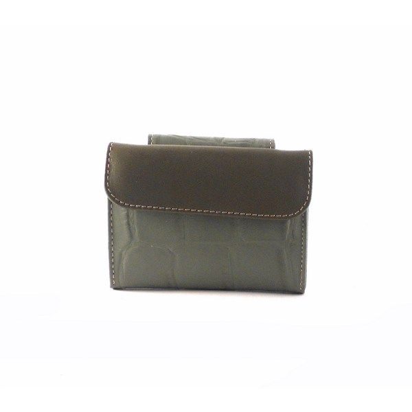 Billetera De Piel mini Para Mujer NILO Coco Print Verde - Imagen 3