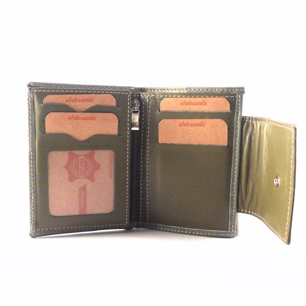 Billetera De Piel mini Para Mujer NILO Coco Print Verde - Imagen 4