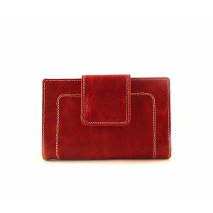 Cartera mediana para mujer en piel rota color rojo