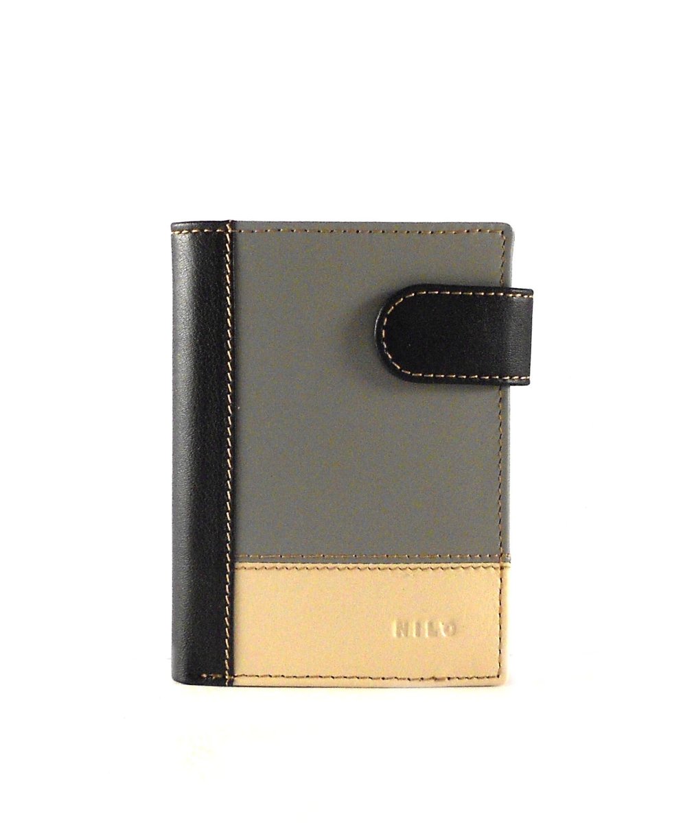 Cartera piel hombre con broche Nilo combinada en gris o caldera - Imagen 2