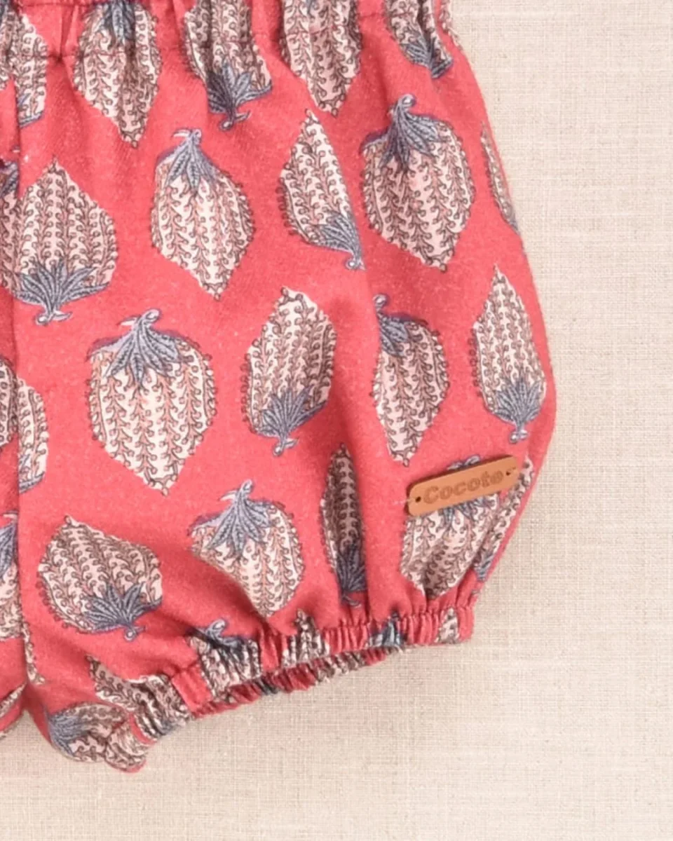 Braguita bebé estampada burdeos con volante elástico - Imagen 4