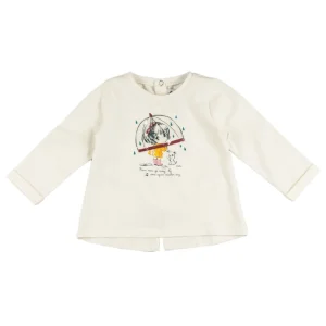 Camiseta bebé niña manga larga con estampado paraguas