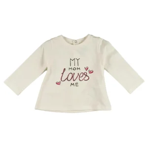 Camiseta de manga larga color crudo bebé niña
