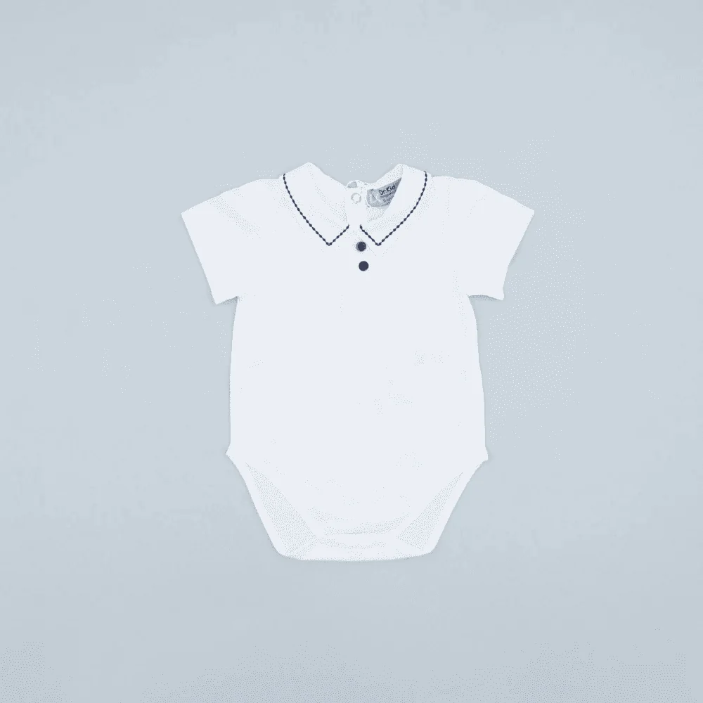 Body punto blanco con detalle azul marino recién nacido | Dr. Kid by Charanga - Imagen 2