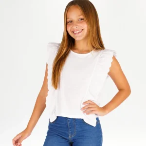 Camiseta niña blanca con volantes