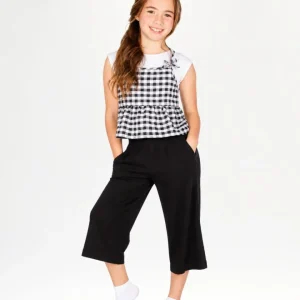 Pantalón niña negro ancho con detalle lateral