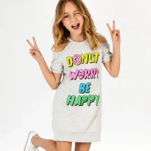 Vestido niña gris estampado