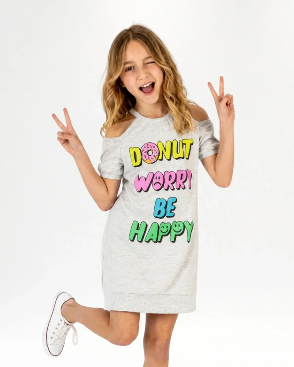 Vestido niña gris estampado - Imagen 2