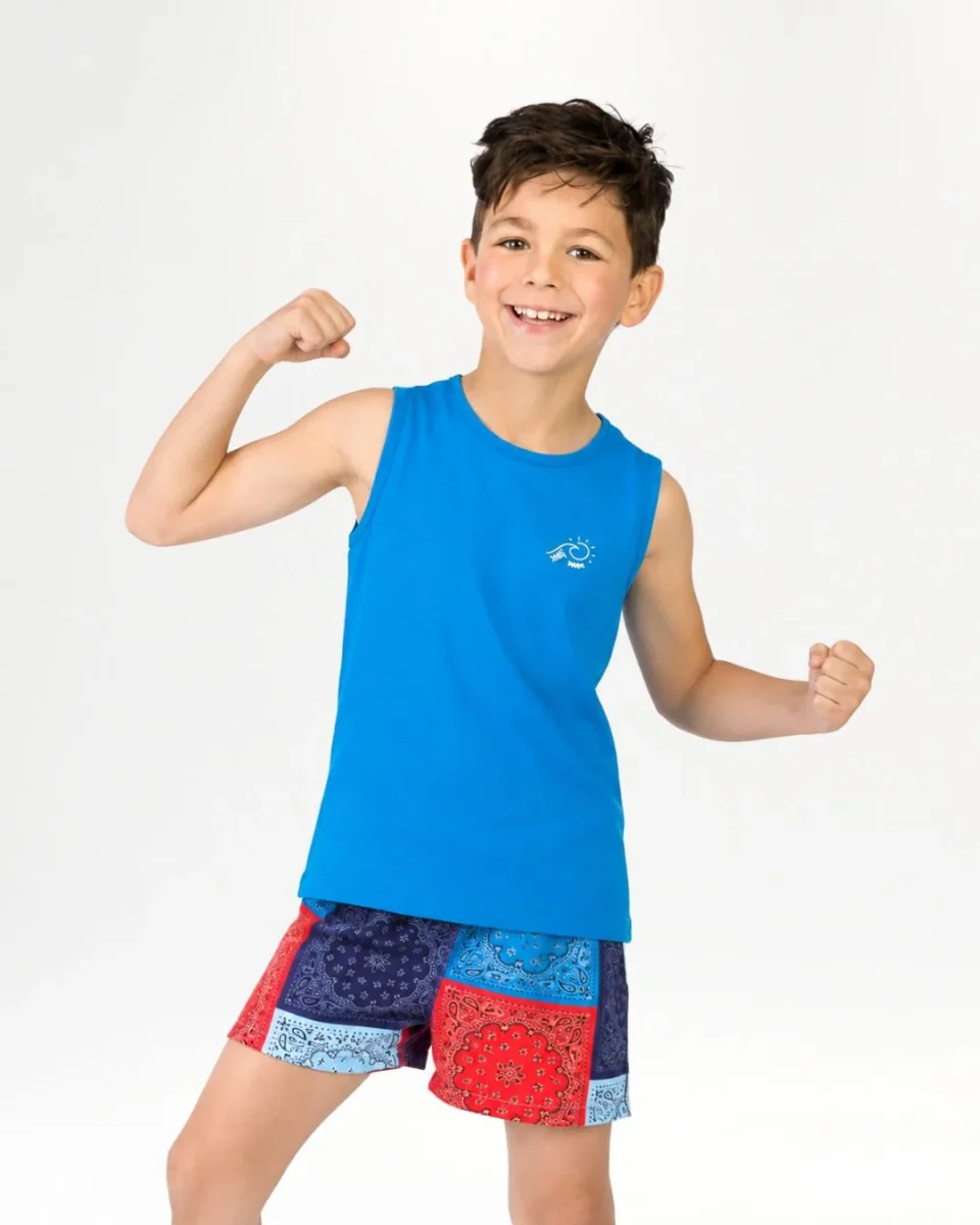 Camiseta sin mangas de niño azul Surf Wave - Imagen 2