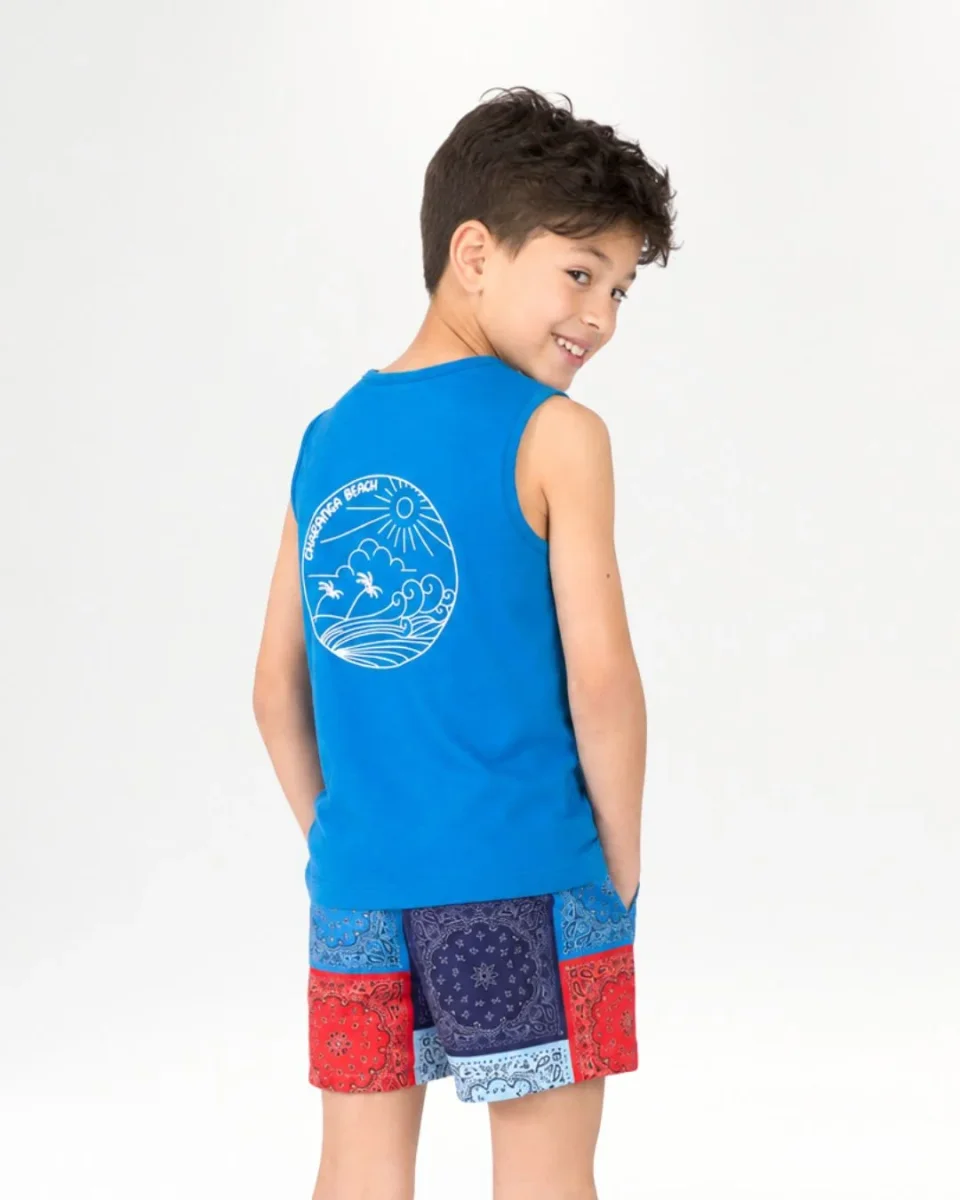 Camiseta sin mangas de niño azul Surf Wave - Imagen 4