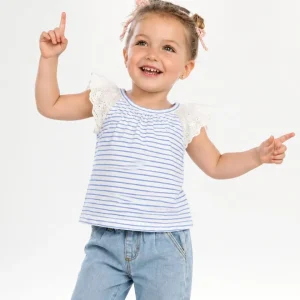 Camiseta bebé niña rayas y volantes