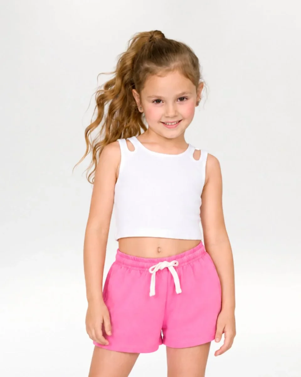 Short niña fucsia con cordón