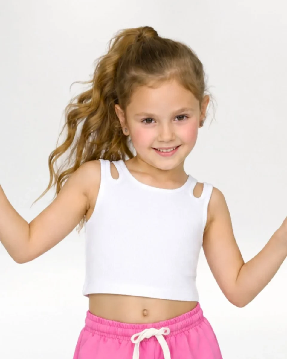 Camiseta de tirantes de niña blanca