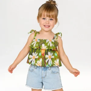 Blusa bebé niña floral verde