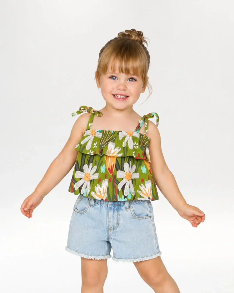 Blusa bebé niña floral verde